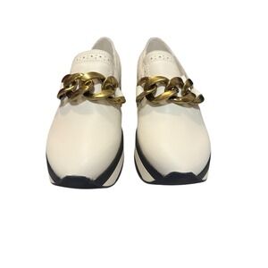 Dolce Vita White Platform Loafers Size 7 | Gold Chain | Women's Shoes‎